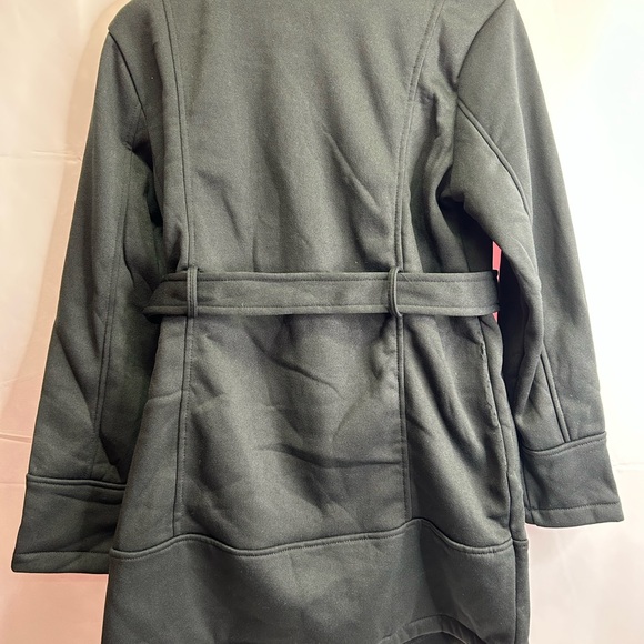 BIG CHILL | Black Double-Breasted Belted Fleece Trenchcoat (Size: M) - Picture 10 of 16